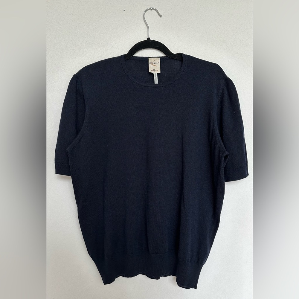 KASHA de RODIER Wool Blend Basic Top Knit Short Sleeves